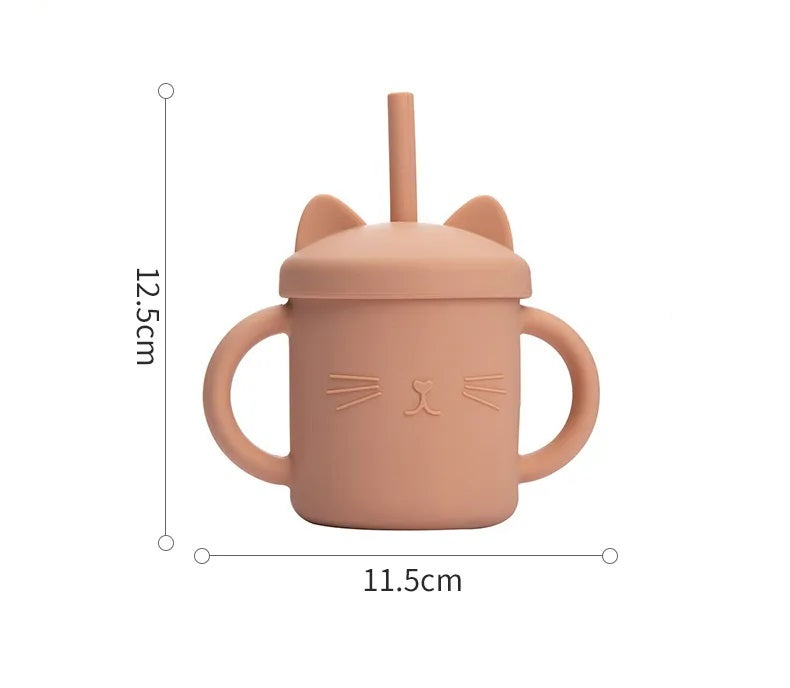 Cat Silicone Cup with Straw Measurements