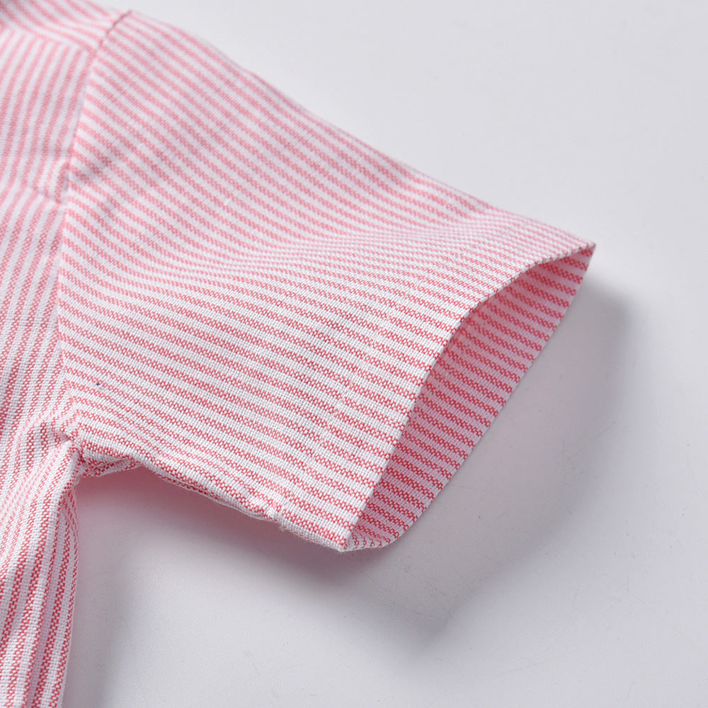 Tiny Gentleman: Baby Boy Short Sleeve Striped Shirt Suit