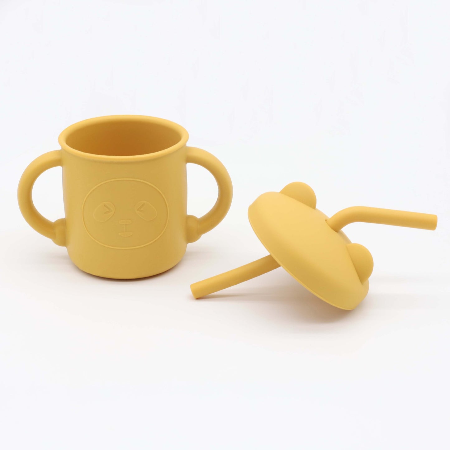 Yellow Panda Silicone Cup with Straw