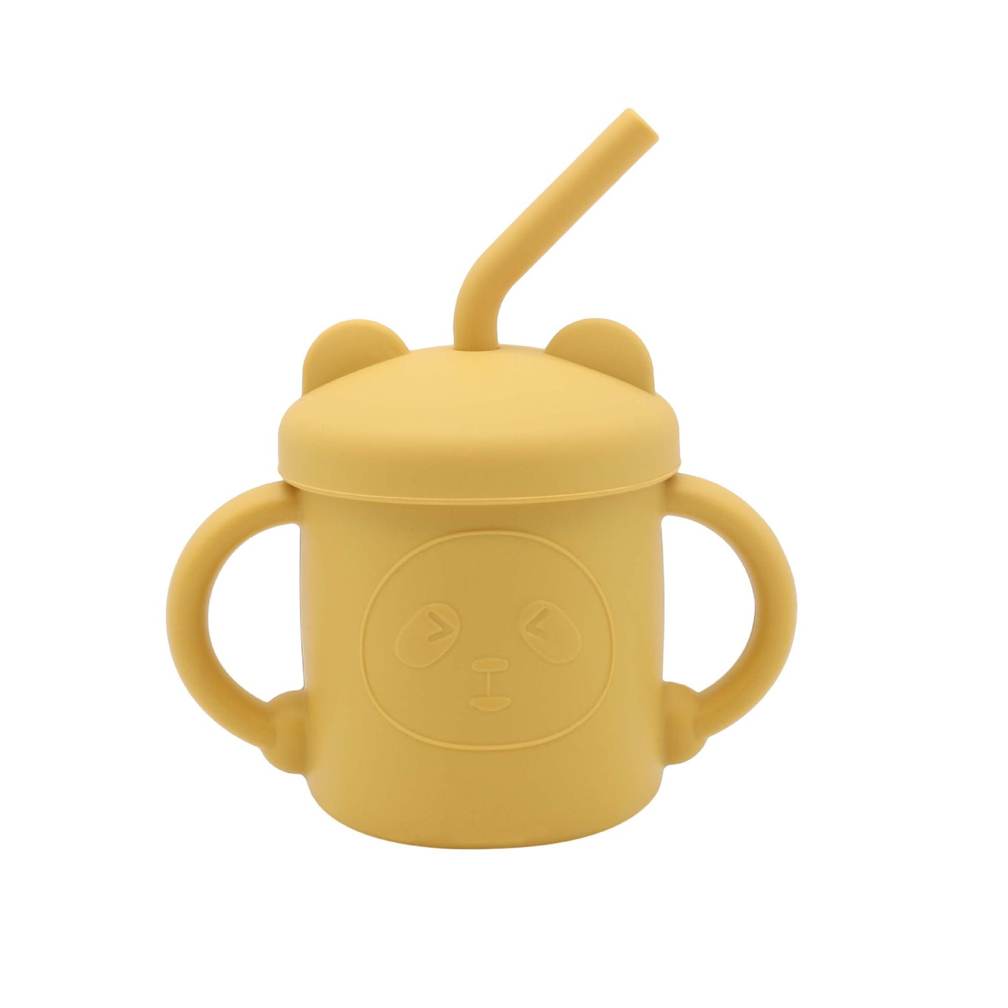 Yellow Panda Silicone Cup with Straw